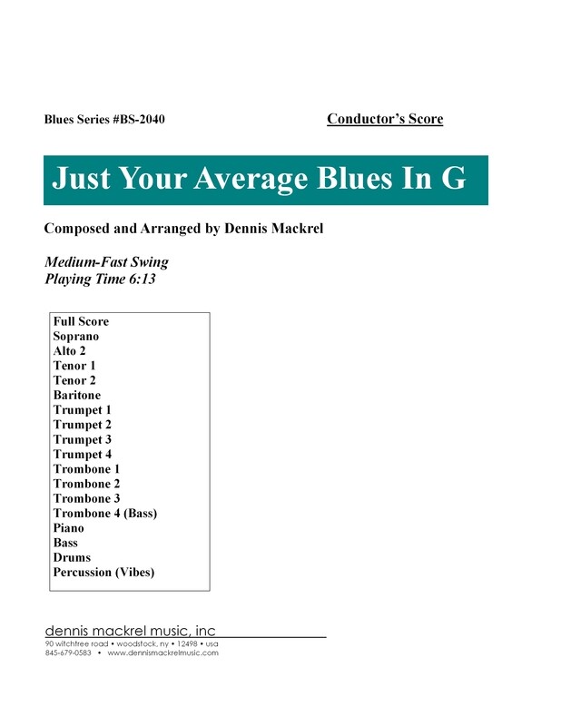 Just Your Average Blues In G score cover