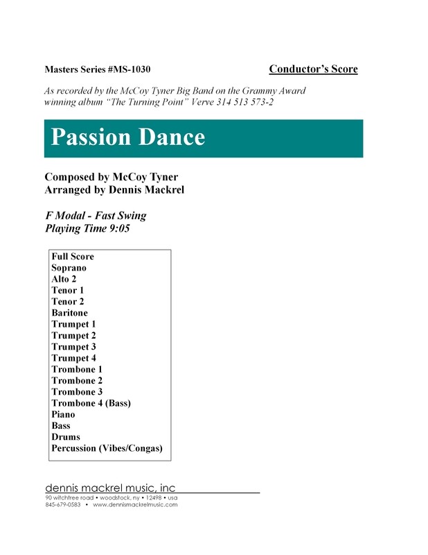 Passion Dance score cover